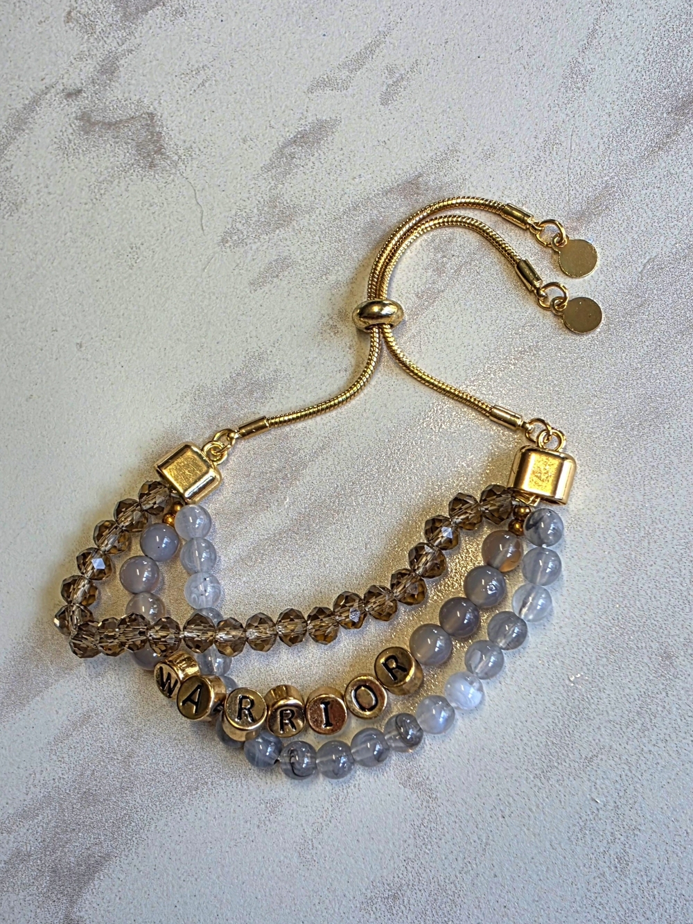 Urban Soul Warrior Beaded Stretch Bracelet Set - Gold & Taupe - Picture 2 of 2